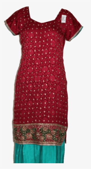 Suit 1488 Salwar Kameez Dupatta Maroon Turquoise Medium - Dupatta #3649126