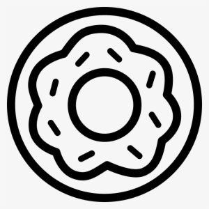 Donut Sweet Dessert With A Flower Shape In The Circle - Donut Clipart Black And White Png #3653499