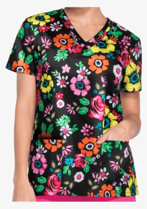 Dickies Eds Flower Festival Print Scrub Top - Eds Signature By Dickies Women's V-neck Floral Print #3653691