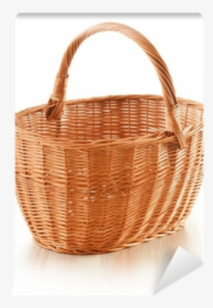 Empty Wicker Basket Isolated On White Wall Mural • - Koszyk Wiklinowy #3654379