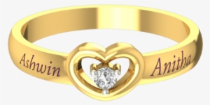 Customized Lovely Heart Gold Name Ring - Gold Rings For Wife #3658238