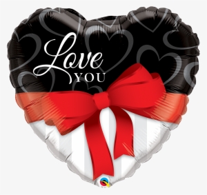 Love You Red Ribbon 36 Inch Heart Shape 21656 A30 - 18" Love You Red Ribbon Foil Balloon #3660854