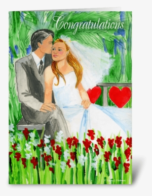 Wedding Congratulations Romantic Couple Greeting Card - Wedding Romantische Braut Und Bräutigam Im Garten Karte #3661257