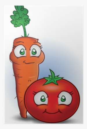 Carrot And Tomato Vegetable Cartoon Characters Poster #3661399