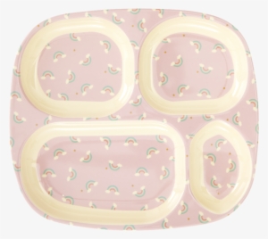 4-room Plate With Rainbow Print - Rice Melamine Divided Plate Plates #3661965