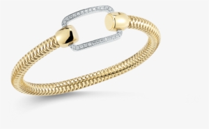 Roberto Coin Flexible Bangle With Pave Rectangle Station - Bracelet #3667679