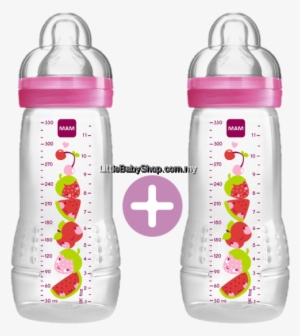 Mam Easy Active Baby Feeding Bottle 330ml - Mam Baby Bottle 330ml 2 Pack - Pink #3667750