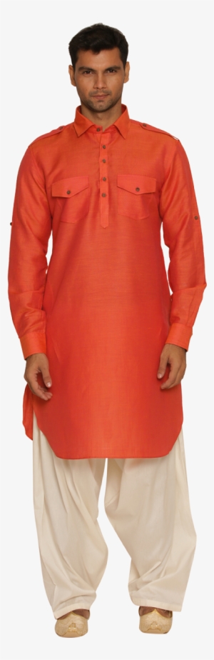 Manyavar Vibrant Orange Pathani - Pathani Suit For Man #3670347