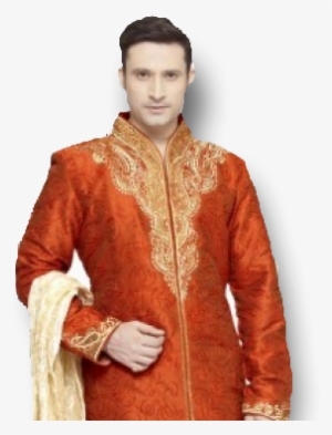 Maroon And Orange Sherwani #3670406