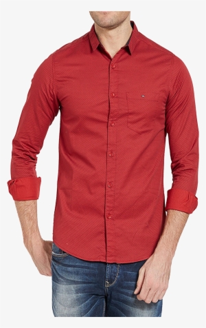 Casual Shirt - Mens Red Quarter Zip Sweater #3670918