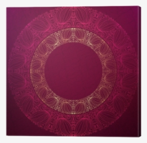 Round Golden Frame On A Dark Pink Background Canvas - Circle #3671479