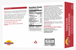 Paneer Poppers - Nutrition Facts #3672376