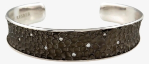 Cresber Textured Diamond Set 18k White Gold Bangle #3673200