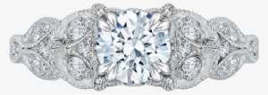 14k White Gold Round Diamond Floral Engagement Ring #3673612