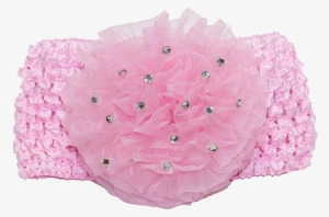 Hairband With Large Organza Pink Flower - Organza #3675028