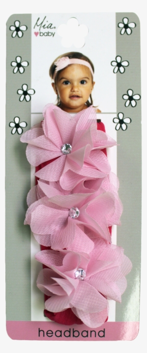 Chiffon Rhinestone Flower With Jersey Headband - Mia Snip Snaps, Hair Barrettes, Jersey Flowers, Assorted #3675462
