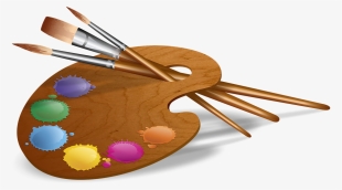 Paint Brushes The Palette Painting Colored - Art Group Clipart #3675845