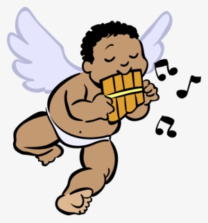 Vector Illustration Of Winged Cupid Angel God Of Desire - Black Baby Angels #3676502