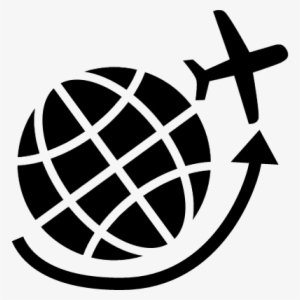 Airplane Flying Around Earth Grid Vector #3676815