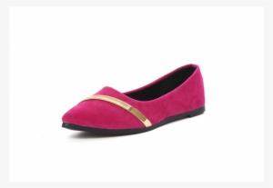 47% Women Pointed Pink With Gold Ribbon Flat Suede - Slip-on Shoe #3677067