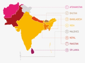 Map Of South Asia - South Asian Countries Png #3679090