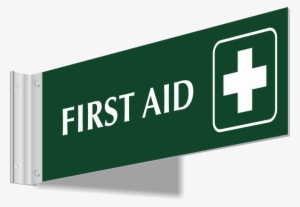 First Aid With Cross Symbol 2 Sided Spot A Signs - Hospital #3682124