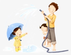 Cartoon Character Playing With Water Spray - صور انمي عن الاب #3694929