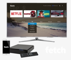 Tv Screen Displaying Fetch Content With Set Top Box - Fetch - Mighty Pvr - M616t #3698570