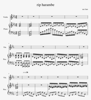 Rip Harambe Sheet Music Composed By Me Fam 1 Of 2 Pages - Sheet Music #374321