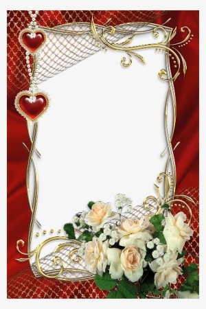 Beautiful Red Transparent Frame With White Roses - Good Morning Urdu Me #374359