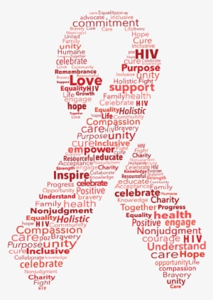 Red Ribbon Word Cloud - Red Ribbon Png Hiv #379726