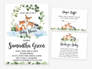 Greenery Woodland Baby Shower Invitation Pack - Baby Shower Woodland Invitations #3703086
