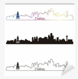 Dallas Skyline Linear Style With Rainbow Wall Mural - Dallas #3708130