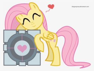 Dragonpony, Cargo Ship, Companion Cube, Crossover, - Fluttershy Pet #3711975