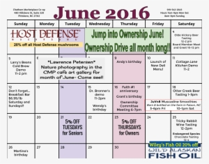 June 2016 Calendar-3 - Host Defense My Community - Comprehensive Immune Support #3715469