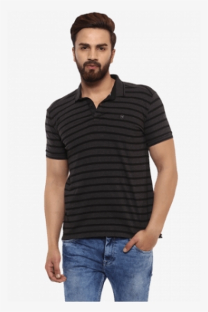 Polo Stripes Anthra Melange Half Sleeves T-shirt - Shirt #3717889