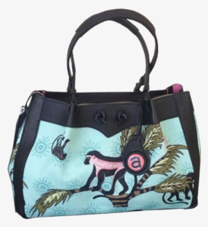 Monkey Palm Oasis Handbag With Black Leather Trim - Ardmore Handbag #3719044
