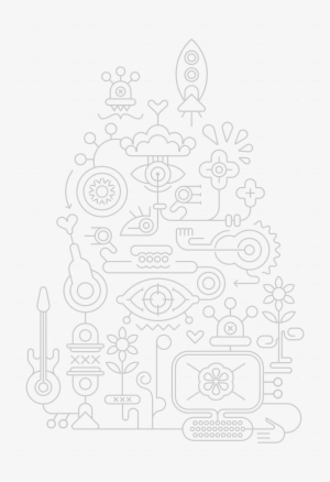 Abstract Design Composition On A Dark Grey - Line Art #3719995