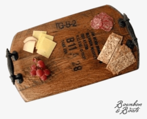 Bourbon Barrel Wooden Serving Tray With Rustic Iron - Barrel #3720907
