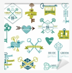 Set Of Wedding Cards And Save The Date- Key Theme - Save The Date #3726053