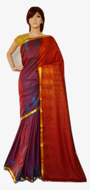 Maroon & Gold Colour Kanchipuram Silk Saree - Kanchipuram Silk #3726667