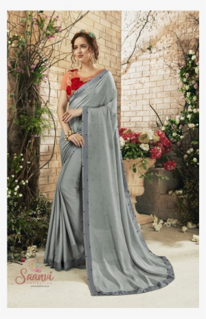 Designer Silver Saree #3727206