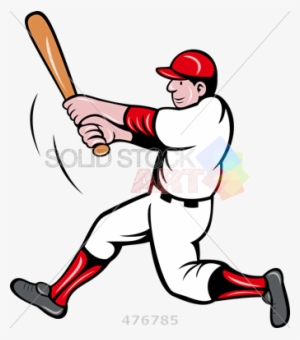 Stock Illustration Of Cartoon Drawing Of Baseball Batter - Baseball Player Swinging Bat Cartoon #3733121