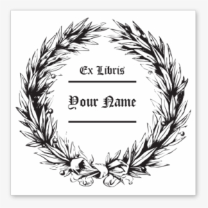Olive Wreath Bookplate • Ex Libris Your Name • White #3735796
