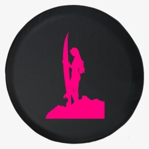 Surfer Girl Overlooking Island Cliff Offroad Jeep Rv #3739319