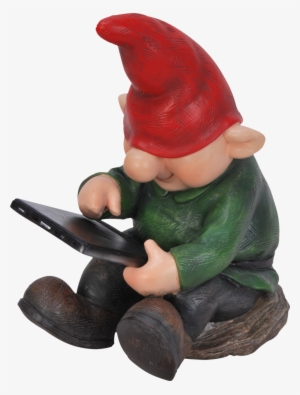 Small Image Of Playful Gnome Son With Leafpad - Gnome With Ipad #3739813