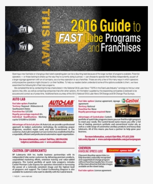 2016 Guide To Programs And Franchises Cover - Auto Lab #3743045