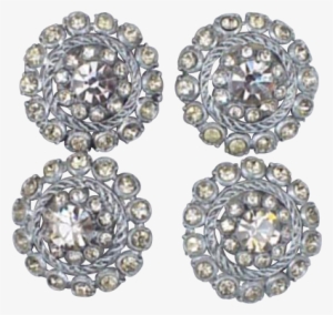 Fancy 1950s Rhinestone Buttons Smoky Gray Faceted Glass - Earrings #3747879