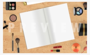 Print Mockup Of An Open Magazine Fly Being Surrounded - Plywood #3748451