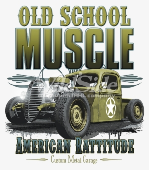 Old School Muscle American Rattitude - Sweatshirt In Red With A Hot Rod Us Car & `50 Style #3749362